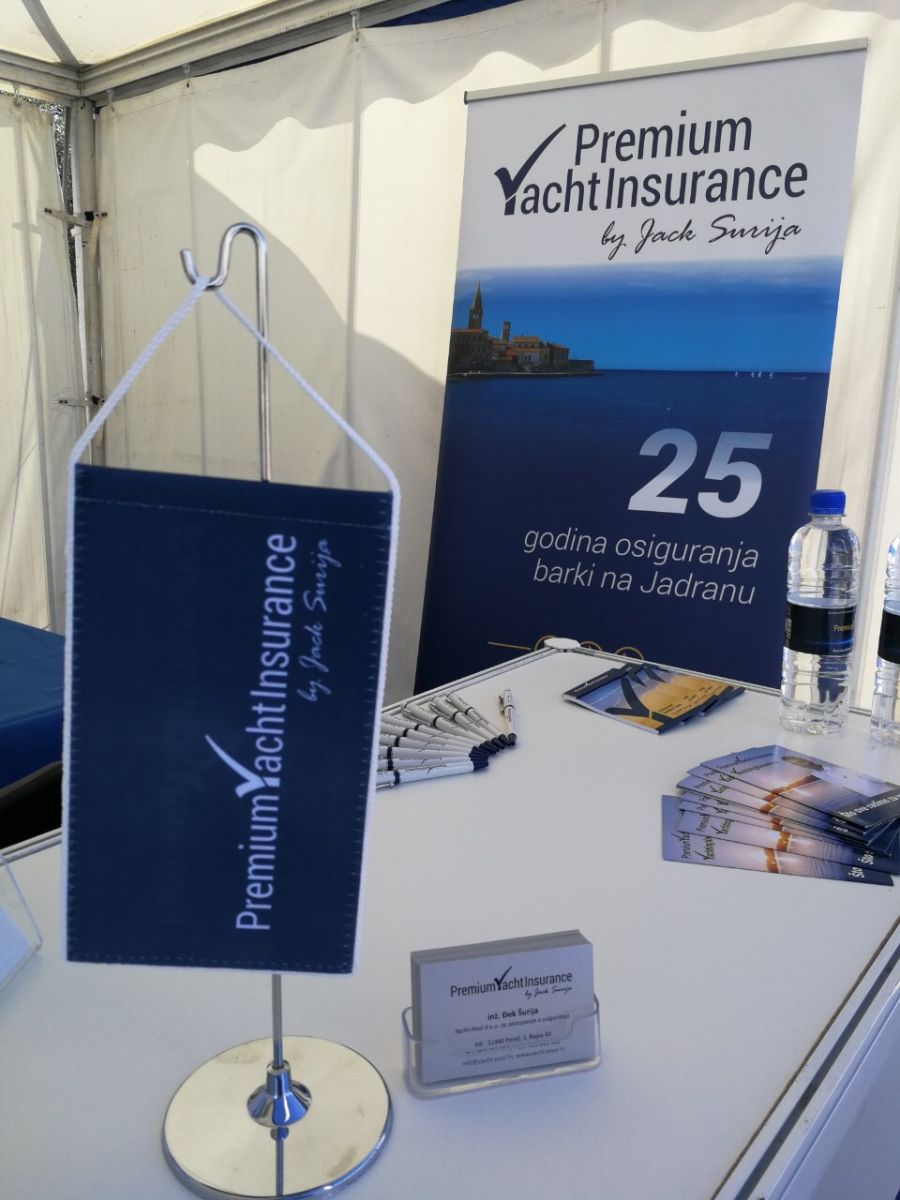 Premium Yacht Insurance, by Đek Šurija, štand na sajmu Nautica Marina Portorož